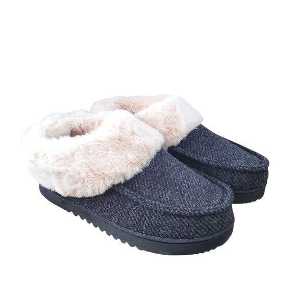 Dearfoams 7/8 Women Faux Fur House Shoes Slippers Corduroy Winter Fuzzy Slip-on - Picture 7 of 12